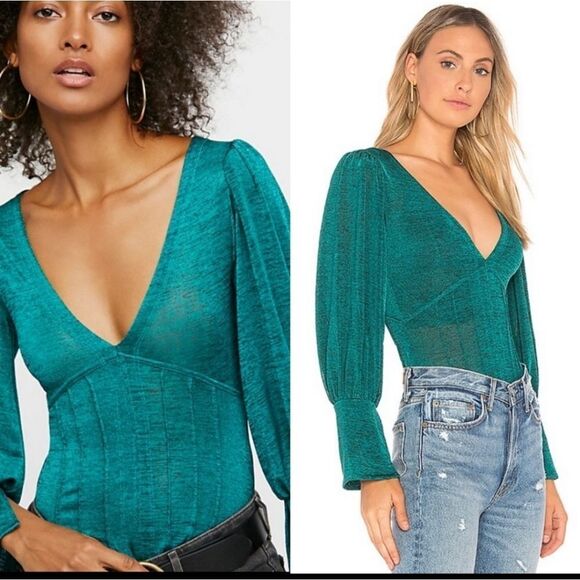Free People Killer Queen Top in Dark Green - Picture 2 of 7